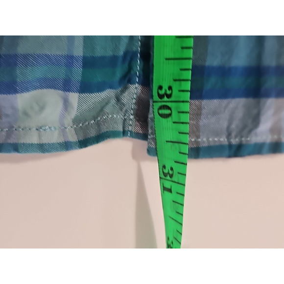 Tommy Bahama Jeans Blue Green Plaid Cotton Short Sleeve Button Up Shirt Size M - Picture 6 of 6